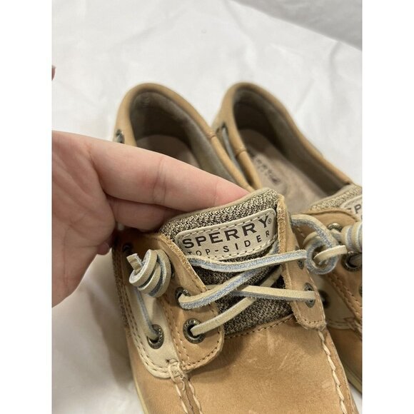 Sperry Womens Top Sider Songfish Boat Shoe Linen Oat SIZE 6 LEATHER - Picture 6 of 16